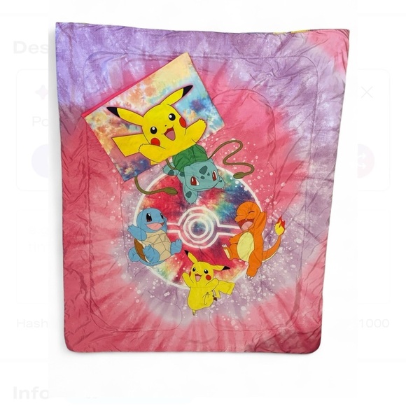 Pokemon Other - Pokémon Twin Comforter Reversible Tie Dye Pikachu Charmander Bulbasaur READ